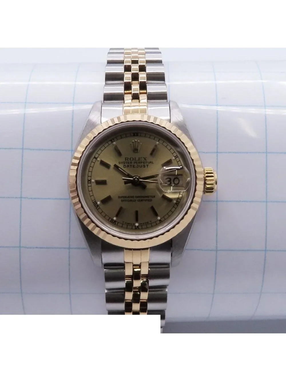Rolex Datejust Champagne Stainless Steel 18K Yellow Gold Jubilee Bracelet Watch